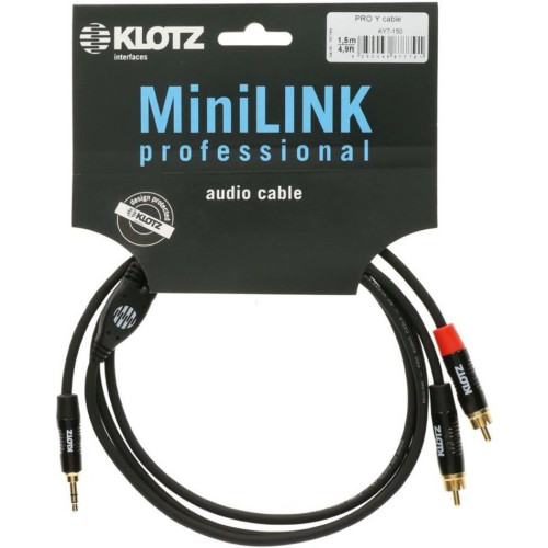 Klotz KY7-300 коммутационный кабель мини Jack 3.5 стерео/ 2 х RCA, длина 3 метра Klotz KY7-300 коммутационный кабель мини Jack 3.5 стерео/ 2 х RCA, длина 3 метра