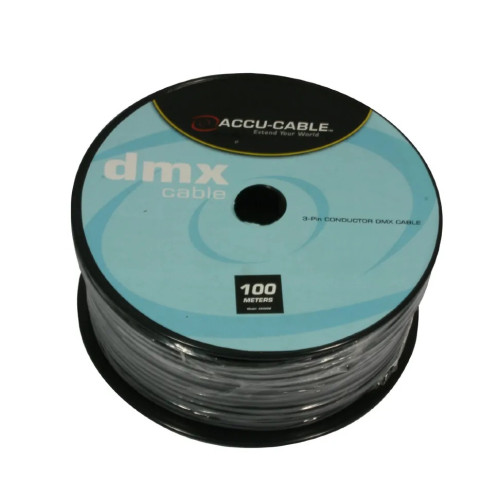 American DJ AC-DMXD5/100R DMX кабель 0.25 мм2, жилы изолированные в общем медном экране + алюминиевая фольга, в общей ПВХ. O5.4мм; цвет: черный. В катушке 100м