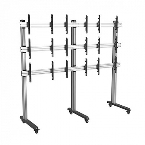 Wize Pro VWM3X3-55 мобильная стойка [ ] для видеостены 3х3 из дисплеев 45"-50", нагрузка до 50 кг на один дисплей, max VESA 600x400, кабельный канал (4 места)
