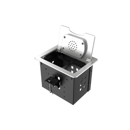 Wize Pro WRTS-06BOXQI-S прямоугольный металлический корпус для модульной системы врезного лючка в стол с откидывающейся крышкой, цвет серебро Wize Pro WRTS-06BOXQI-S прямоугольный металлический корпус для модульной системы врезного лючка в стол с откидывающейся крышкой, цвет серебро
