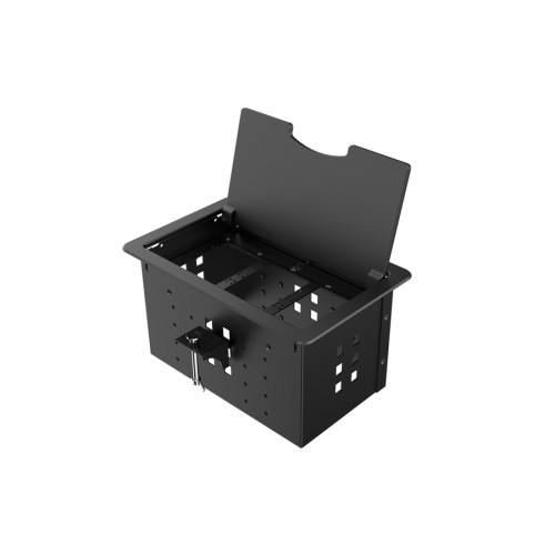 Wize Pro WRTS-12BOX-B прямоугольный металлический корпус для модульной системы врезного лючка в стол с откидывающейся крышкой, цвет черный Wize Pro WRTS-12BOX-B прямоугольный металлический корпус для модульной системы врезного лючка в стол с откидывающейся крышкой, цвет черный